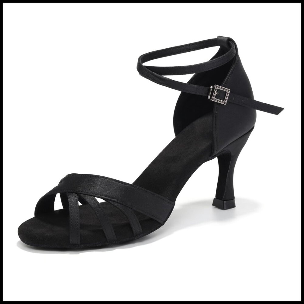 Satin Open Toe Dance Shoes Professional Ballroom Salsa Tango Practice Elegant